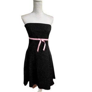 Pilot Strapless NWT Polka-Dot Cotton Retro Mini Dress w Pink Tulle Hem 1…